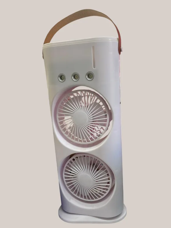 מצנן ומאוורר שולחני מגדל נייד כפול עם מפיץ אדים קרים מנוע שקט ושלט רחוק