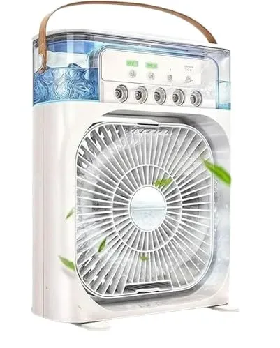 מצנן אוויר נייד שולחני 3 ב-1 מאוורר מים עוצמתי עם תאורת לד וטיימר