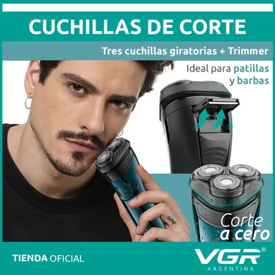 מכונת גילוח חשמלית VGR V-322 עם 3 סכינים מסתובבים