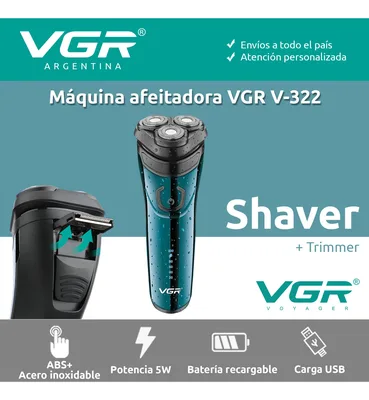 מכונת גילוח חשמלית VGR V-322 עם 3 סכינים מסתובבים