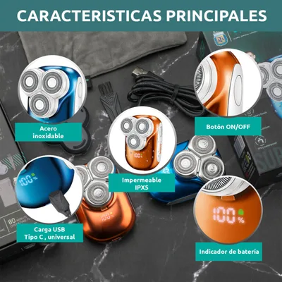 מכונת גילוח חשמלית קומפקטית VGR V-346 לגברים – 3 ראשים מסתובבים + גילוח 0 מ״מ