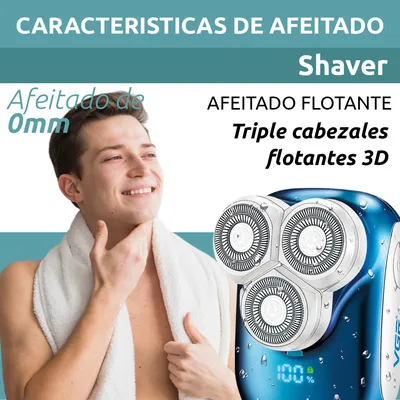 מכונת גילוח חשמלית קומפקטית VGR V-346 לגברים – 3 ראשים מסתובבים + גילוח 0 מ״מ