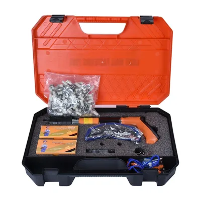 ערכת אקדח מסמרים ידני לבטון לבלוק ולקירות עם 200 מסמרים עגולים