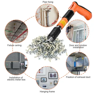 ערכת אקדח מסמרים ידני לבטון לבלוק ולקירות עם 200 מסמרים עגולים