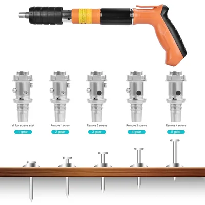 ערכת אקדח מסמרים ידני לבטון לבלוק ולקירות עם 200 מסמרים עגולים