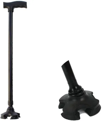 מקל הליכה טלסקופי מאלומיניום עם 4 רגליים + בולם זעזועים