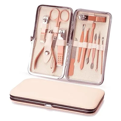 ערכת מניקור ופדיקור יוקרתית 12 חלקים – סלון טיפוח פרטי בתוך מארז