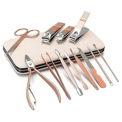 ערכת מניקור ופדיקור יוקרתית 12 חלקים – סלון טיפוח פרטי בתוך מארז