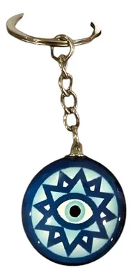 סט סיטונאי 12 יח׳ מחזיקי מפתחות “עין כחולה” בדגם כוכב/מגן דוד – נגד עין הרע