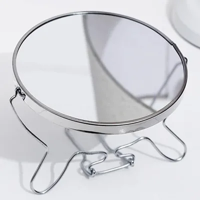 מראת איפור שולחנית דו־צדדית 6 אינץ’ – מתכת | צד רגיל + צד מגדיל