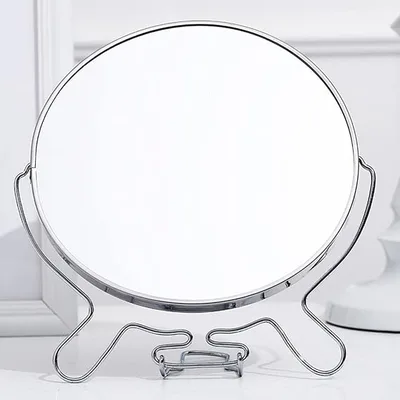 מראת איפור שולחנית דו־צדדית 6 אינץ’ – מתכת | צד רגיל + צד מגדיל