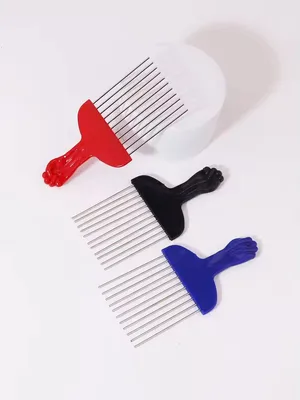 מסרק אפרו ממתכת לשיער מתולתל צפוף – שיניים ארוכות להתרת קשרים