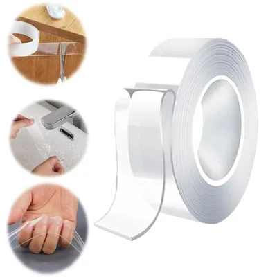 דבק ננו דו-צדדי שקוף וחזק במיוחד (5 מטר) – תלייה עוצמתית ללא קידוח