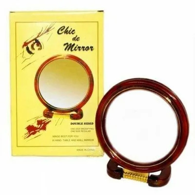 מראה שולחנית וינטאג' עגולה בגוון חום קלאסי – דגם 417-8