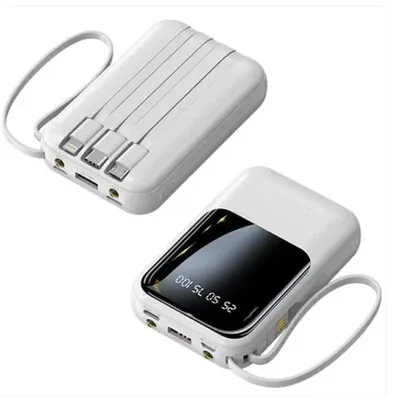 סוללת גיבוי מטען נייד 12,000mAh – בנק עוצמתי עם כבלים מובנים