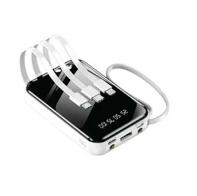 סוללת גיבוי מטען נייד 12,000mAh – בנק עוצמתי עם כבלים מובנים