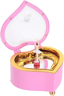 תיבת נגינה רומנטית "הלב המסתובב" עם בלרינה רוקדת – דגם פרימיום