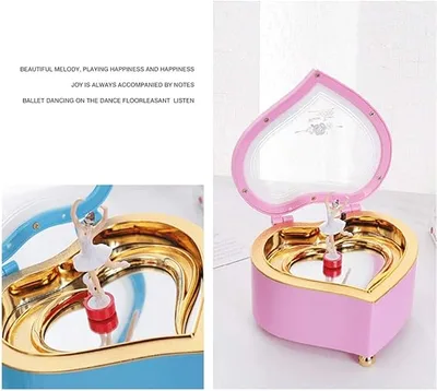 תיבת נגינה רומנטית "הלב המסתובב" עם בלרינה רוקדת – דגם פרימיום