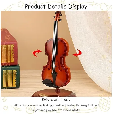 תיבת נגינה כינור קלאסי מסתובבת – עיצוב וינטאג' יוקרתי