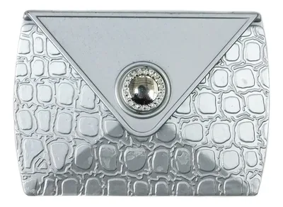 מראת כיס יוקרתית כפולת פנים – עיצוב "קרוקו" עם סגירת יהלום