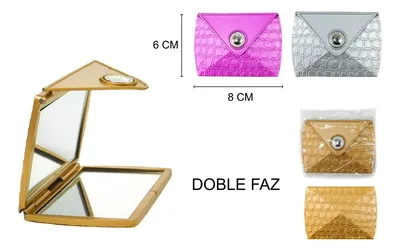 מראת כיס יוקרתית כפולת פנים – עיצוב "קרוקו" עם סגירת יהלום