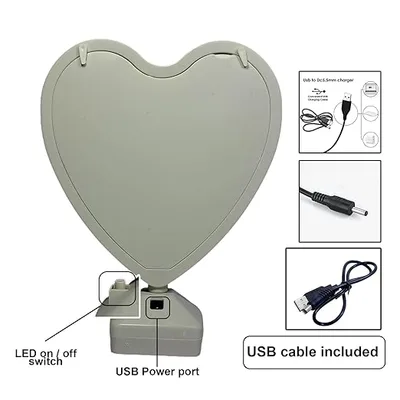 מראת קסם בצורת לב עם תאורת LED – מראה שהופכת למסגרת תמונה מרגשת