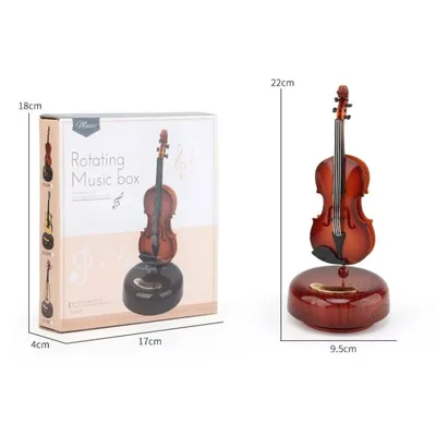 תיבת נגינה כינור קלאסי מסתובבת – עיצוב וינטאג' יוקרתי