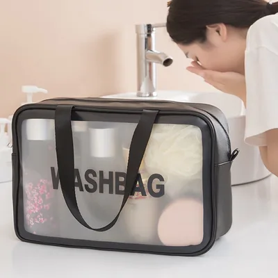 תיק רחצה ואיפור שקוף פרימיום "WASHBAG" – ארגון מושלם בסטייל מודרני