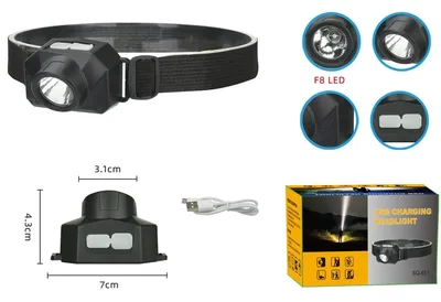 פנס ראש נטען USB דגם SQ-851 – תאורת F8 LED עוצמתית לידיים חופשיות