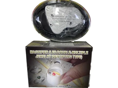 לופה מקצועית לתכשיטים עדשה כפולה 30X22 ו 60X12 עם תאורת LED