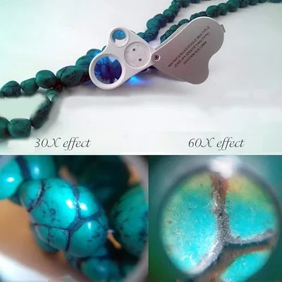 לופה מקצועית לתכשיטים עדשה כפולה 30X22 ו 60X12 עם תאורת LED