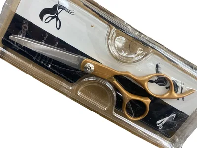 מספרי תספורת מקצועיים – דגם חיתוך חלק מנירוסטה מוזהבת