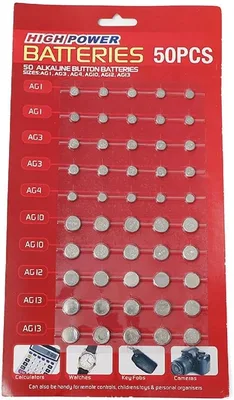מארז ענק 50 סוללות כפתור High Power – (AG1 עד AG13)