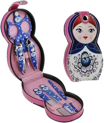 סט מניקור ופדיקור מקצועי 6 חלקים בנרתיק בובת מטריושקה בבושקה