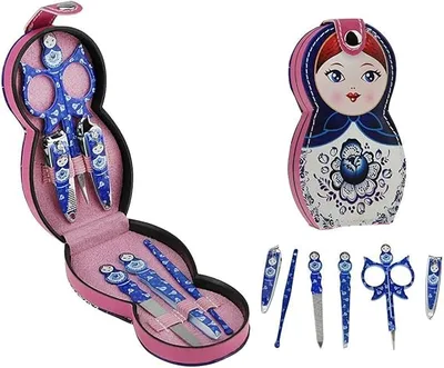 סט מניקור ופדיקור מקצועי 6 חלקים בנרתיק בובת מטריושקה בבושקה