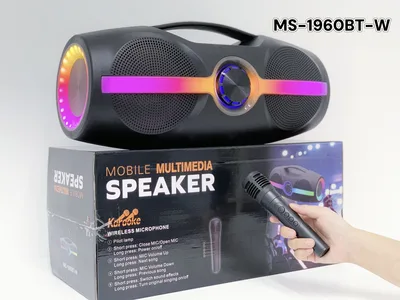 רמקול בלוטוס קריוקי נייד + רדיו 1960BT – עוצמתי חזק ואיכותי מיקרופון אלחוטי