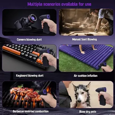 מפוח אוויר חשמלי נייד טורבו 130,000 RPM נטען עם תאורת לד מובנית