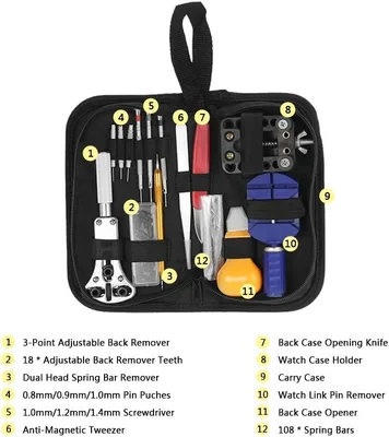 ערכה מקצועית לתיקון ותחזוקת שעונים , סט כלים פרימיום כולל פינים