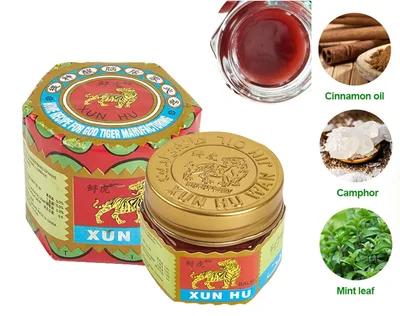 מארז 12 יחידות משחה סינית טייגר באלם חזקה לכאבים "XUN HU"