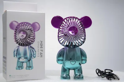 מאוורר מיני דובי נייד ונטען USB בציפוי מטאלי יוקרתי – מאוורר שולחני וידני