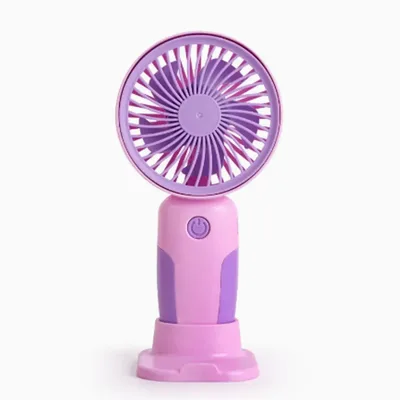 מאוורר ידני נייד נטען USB שולחני קטן עם מעמד לטלפון ושלוש מהירויות