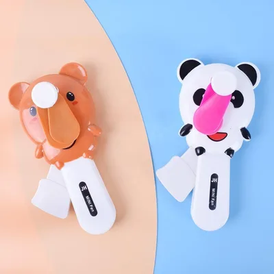 מאוורר ידני לילדים ללא סוללות צעצוע נייד קטן בעיצוב חיות חמודות