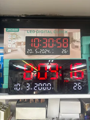 שעון קיר דיגיטלי גדול לד אדום שולחני מעורר עם תאריך וטמפרטורה