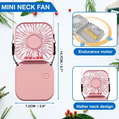 מאוורר צוואר נייד נטען USB מתקפל שולחני וידני משולב פאוור בנק לטיולים