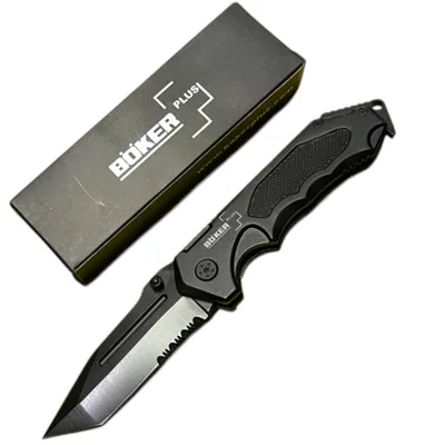 אולר BOKER PLUS טקטי מקצועי להב טנטו משונן חלקית עם קליפס נשיאה