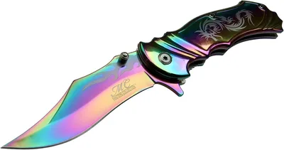 אולר טקטי קפיצי פרימיום ציפוי טיטניום Rainbow עם חריטת דרקון (EDC)