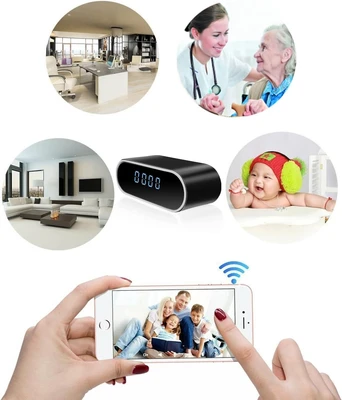 שעון שולחני דיגיטלי חכם עם מצלמה נסתרת WIFI, ראיית לילה וחיישן תנועה