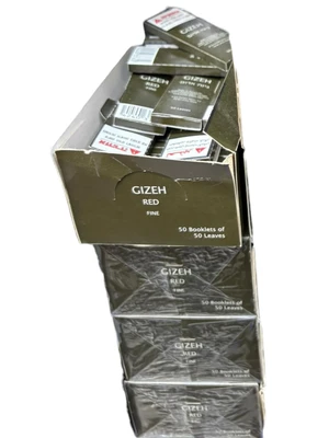 פאקט ניירות גלגול גיזה אדום (GIZEH Red Fine) קצר | מארז 50 פנקסים