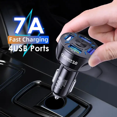 מטען מהיר לרכב – 4 יציאות USB עם טכנולוגיית QC3.0