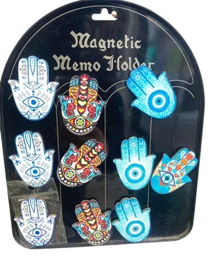 סט 12 מגנטים חמסה מעץ – מיקס צבעים ודוגמאות נגד עין הרע